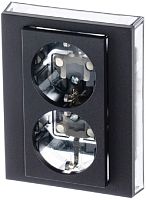 Розетка с заземлением ABB EPJ Levit 1-м. 2 мод. шторки антрацит/дымчатый черный картинка